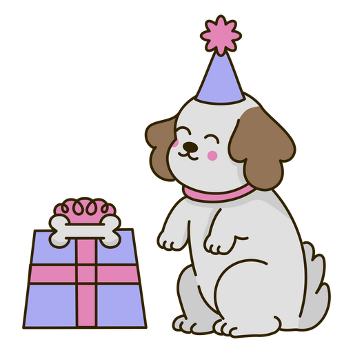 Regalo de cumpleaños cachorro kawaii Diseño PNG