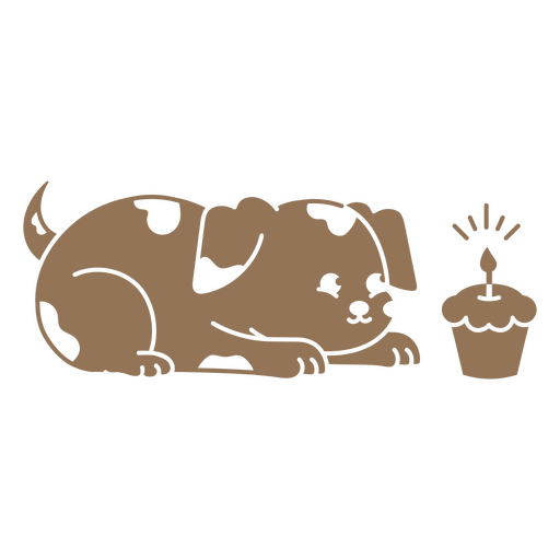 Cupcake cortado de cachorro de aniversário Desenho PNG