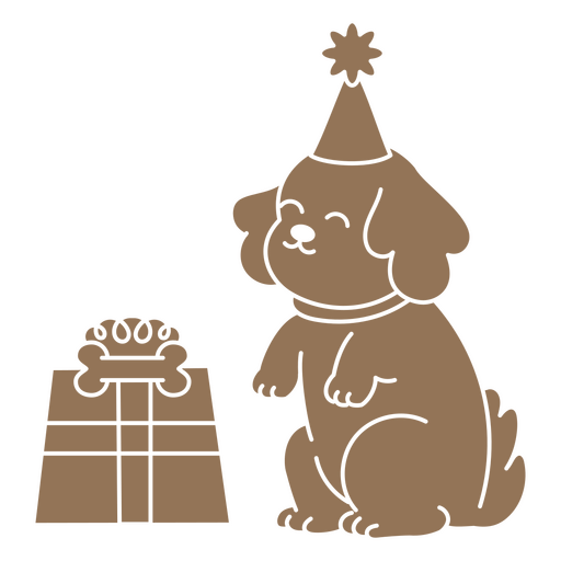 Cachorro cortou presente de aniversário Desenho PNG