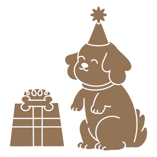 Puppy cut out birthday gift PNG Design
