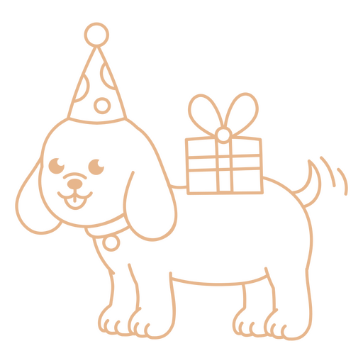 Presente de aniversário de derrame de cachorro Desenho PNG