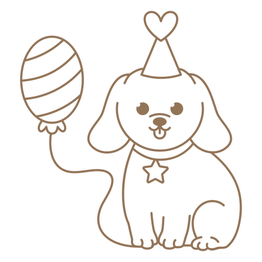Birthday puppy stroke balloon PNG Design