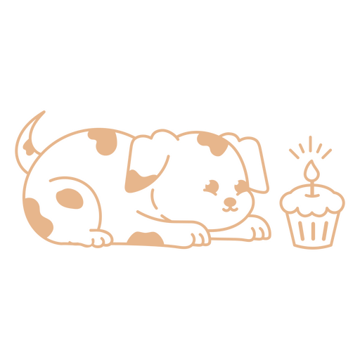 Cupcake-Strich-Geburtstags-Welpe PNG-Design
