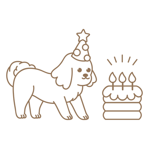 Pastel de cumpleaños con trazo de cachorro Diseño PNG