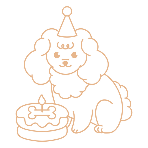 Pastel de cumpleaños con trazo de perro. Diseño PNG