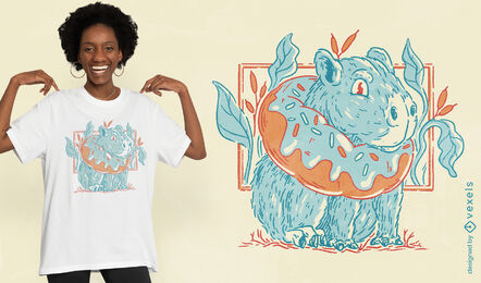 Animal de capivara com design de camiseta de donut