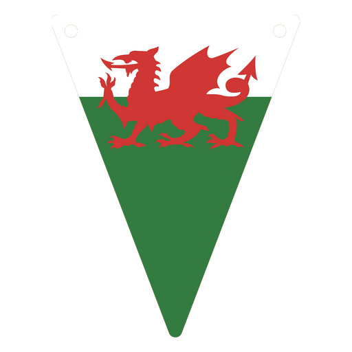 Galhardete triangular inspirado na bandeira do Pa?s de Gales Desenho PNG