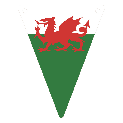 Galhardete triangular inspirado na bandeira do País de Gales Desenho PNG