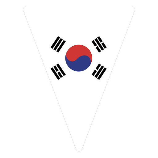 Bander?n triangular inspirado en la bandera de Corea del Sur Diseño PNG