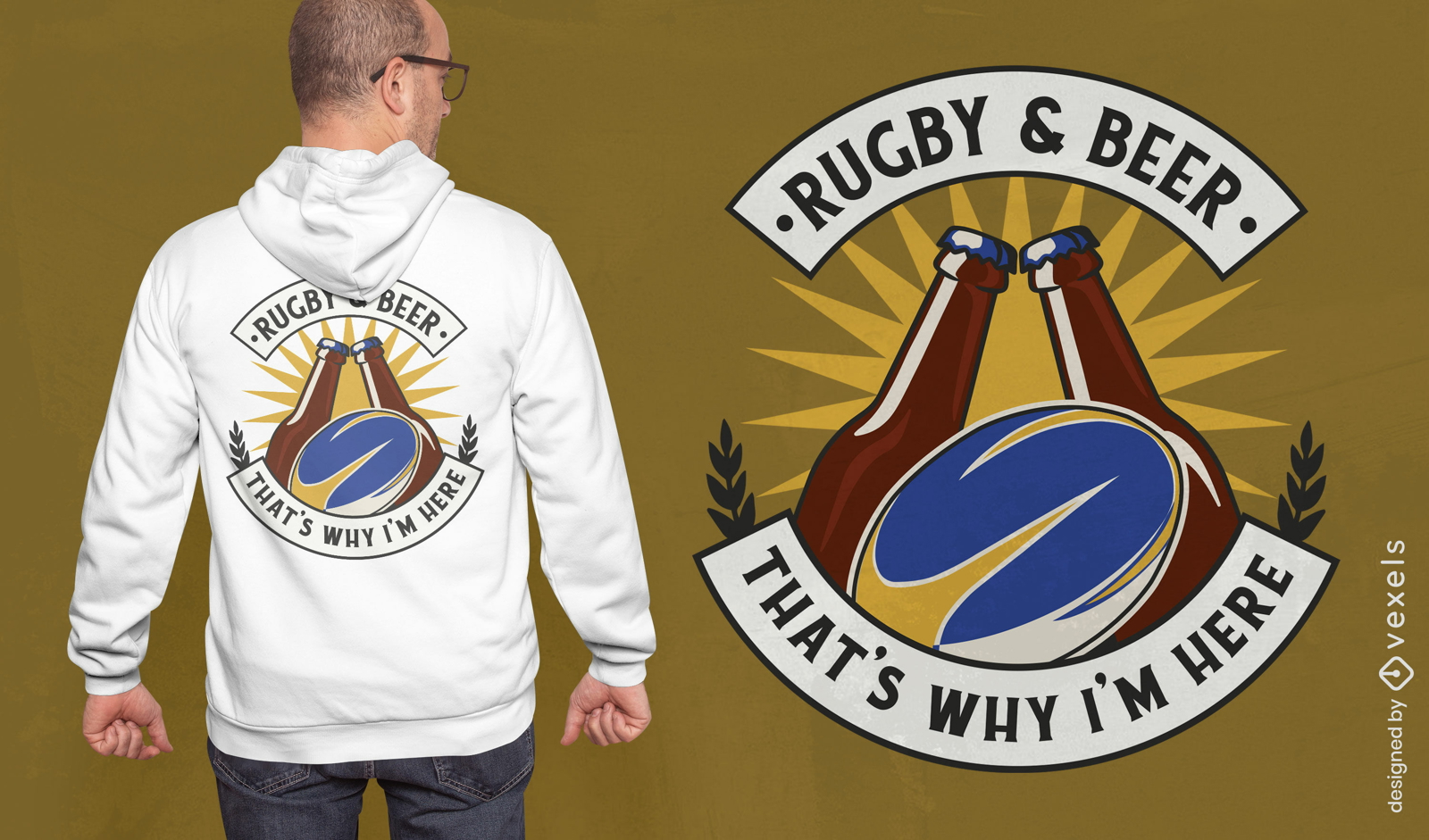 Rugby- und Bier-T-Shirt-Design