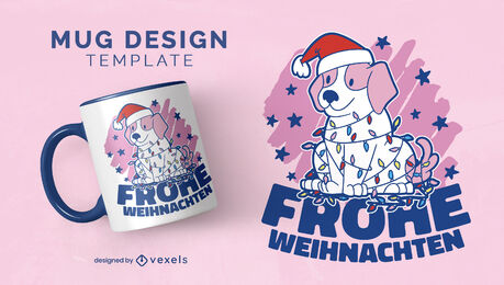 Dog with christmas lights mug design