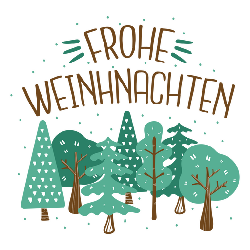 German Merry Christmas quote displayed over a Christmas landscape PNG Design