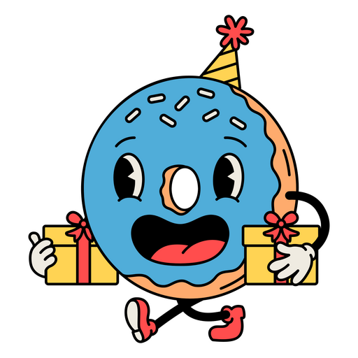 Donut cumpleaños de dibujos animados retro Diseño PNG