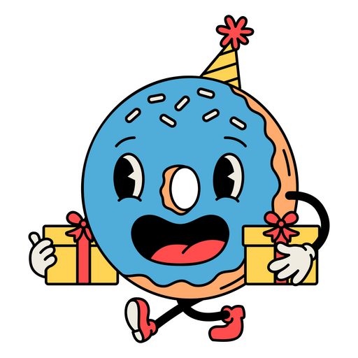 Donut Retro-Cartoon-Geburtstag PNG-Design