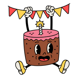 Torta cumpleaños dibujos animados retro Diseño PNG