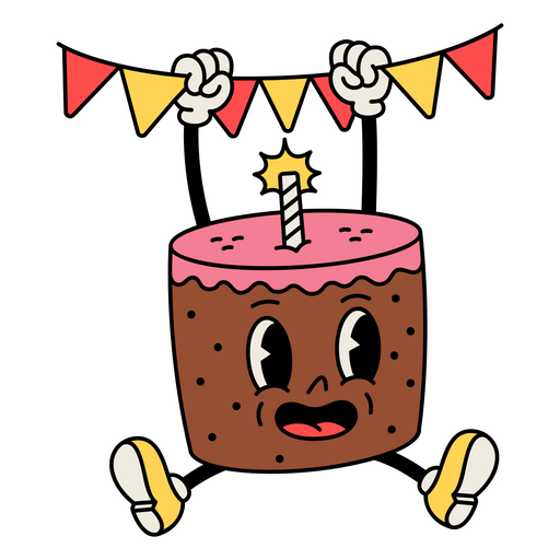 Kuchen Geburtstag Retro-Cartoon PNG-Design