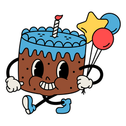 Geburtstagstorte Retro-Cartoon PNG-Design