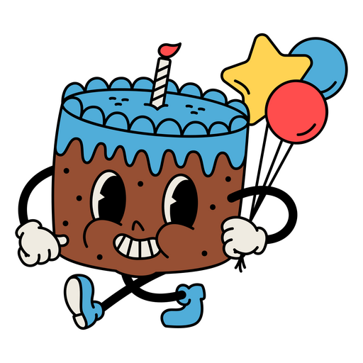 Birthday cake retro cartoon PNG Design