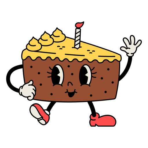 Stück Kuchen Retro-Cartoon PNG-Design