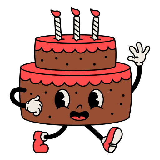 Desenho retrô de bolo de aniversário grande Desenho PNG