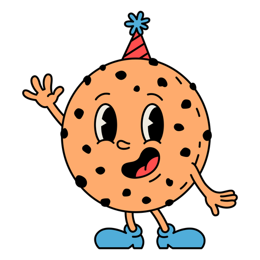 Aniversário de desenho animado retrô de biscoito Desenho PNG