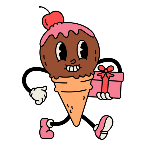 Aniversário dos desenhos animados retrô de sorvete Desenho PNG