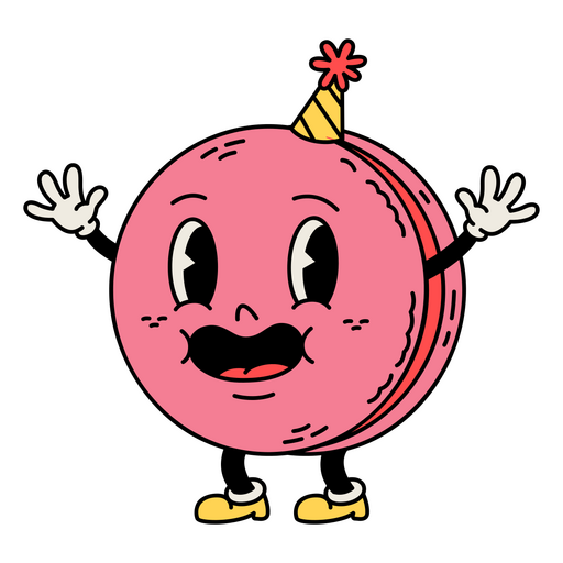 Macaron retro cartoon birthday PNG Design