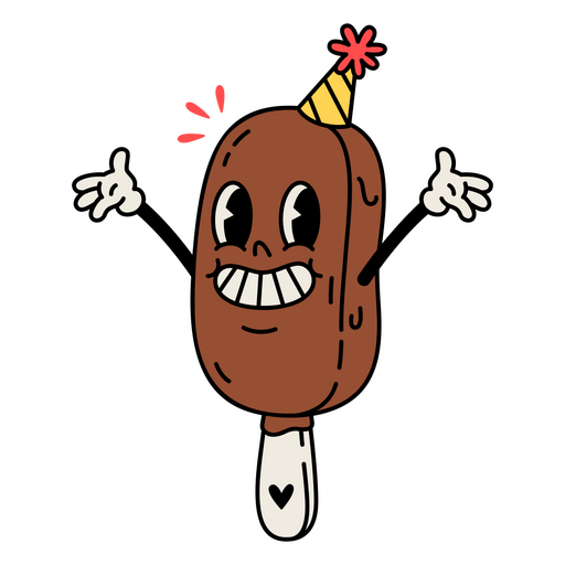 Aniversário de desenho animado retrô de picolé Desenho PNG