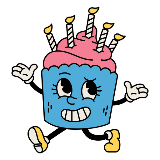 Cumpleaños de dibujos animados retro cupcake Diseño PNG