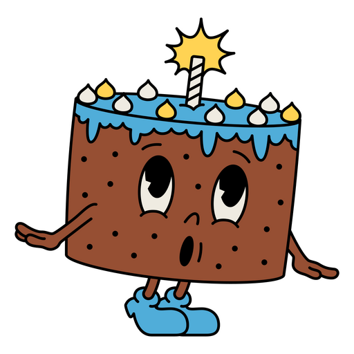 Retro- Cartoon-Geburtstag des Schokoladenkuchens PNG-Design