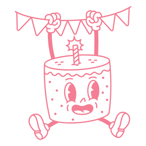 Cumpleaños de trazo lleno de pastel Diseño PNG