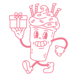 Milkshake filled stroke birthday PNG Design