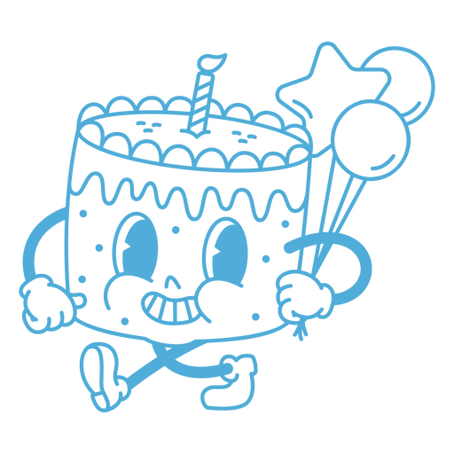 Pastel de cumpleaños lleno de trazo retro Diseño PNG