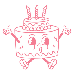 Pastel rosa relleno de trazo de cumpleaños. Diseño PNG