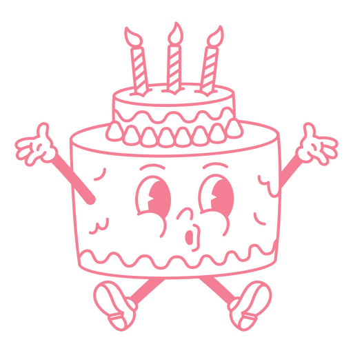 Pastel rosa relleno de trazo de cumpleaños. Diseño PNG