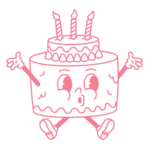 Pink cake filled stroke birthday PNG Design