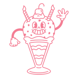 Copa de helado llena de trazo de cumpleaños. Diseño PNG