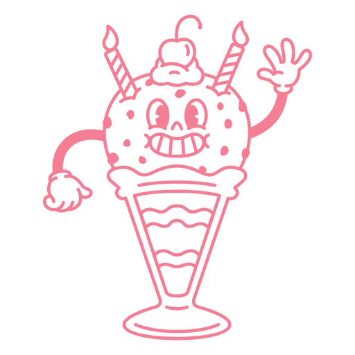 Copa de helado llena de trazo de cumpleaños. Diseño PNG