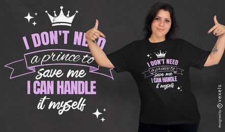 Feministin rette mich Zitat-T-Shirt-Design