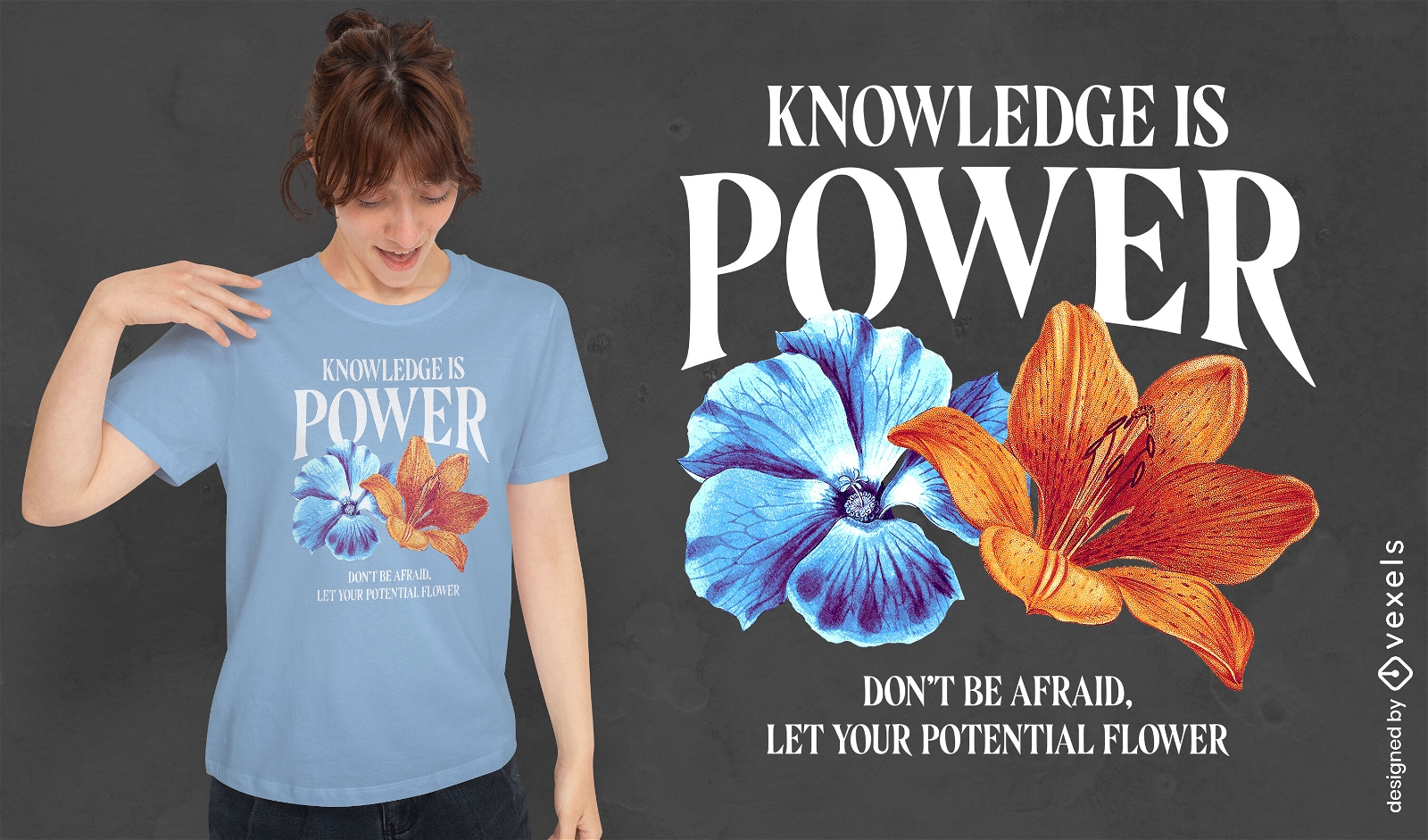 Conhecimento ? design de camiseta de flor de poder