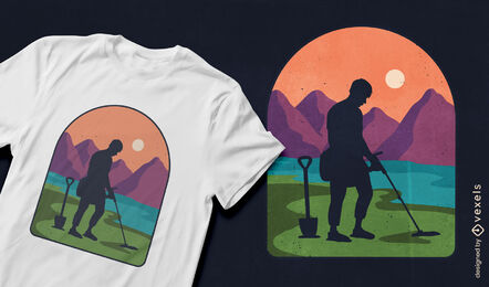 T-Shirt-Design mit Metallerkennungssilhouette