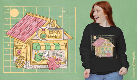 Design de camiseta do Kawaii Dragon Cafe