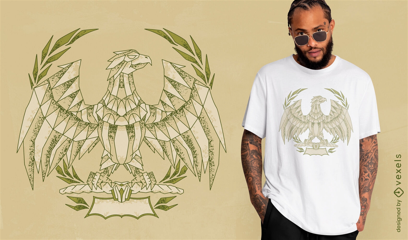 Diseño de camiseta de animal geométrico de pájaro águila