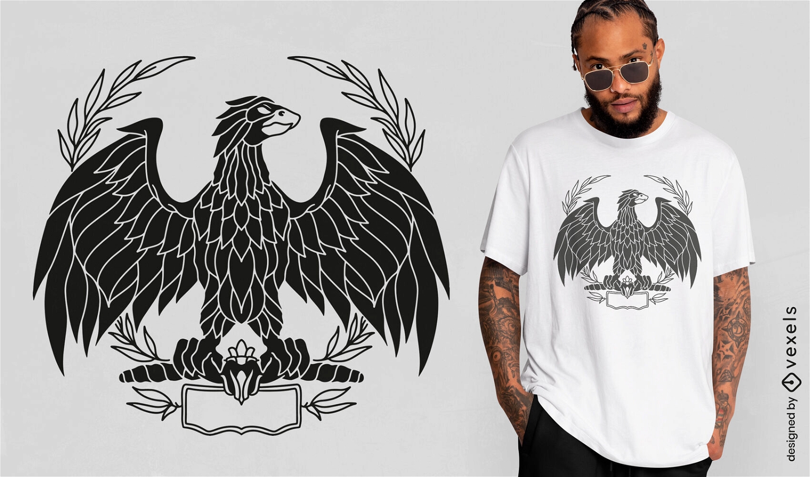 Design de camiseta com recorte de águia