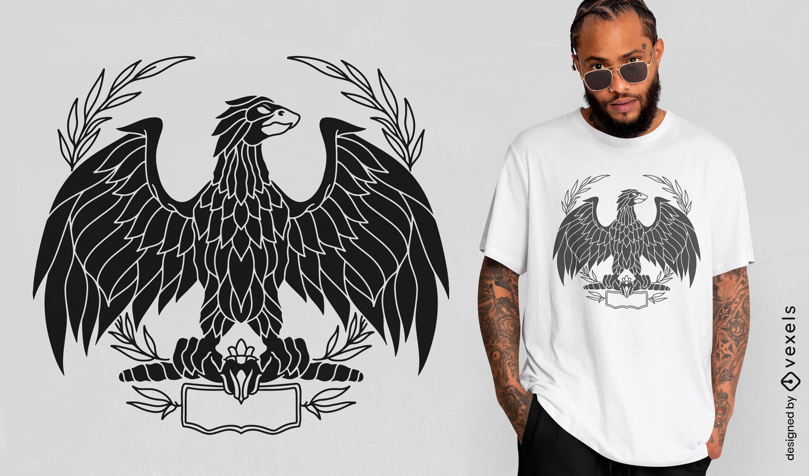 Diseño de camiseta con corte de águila