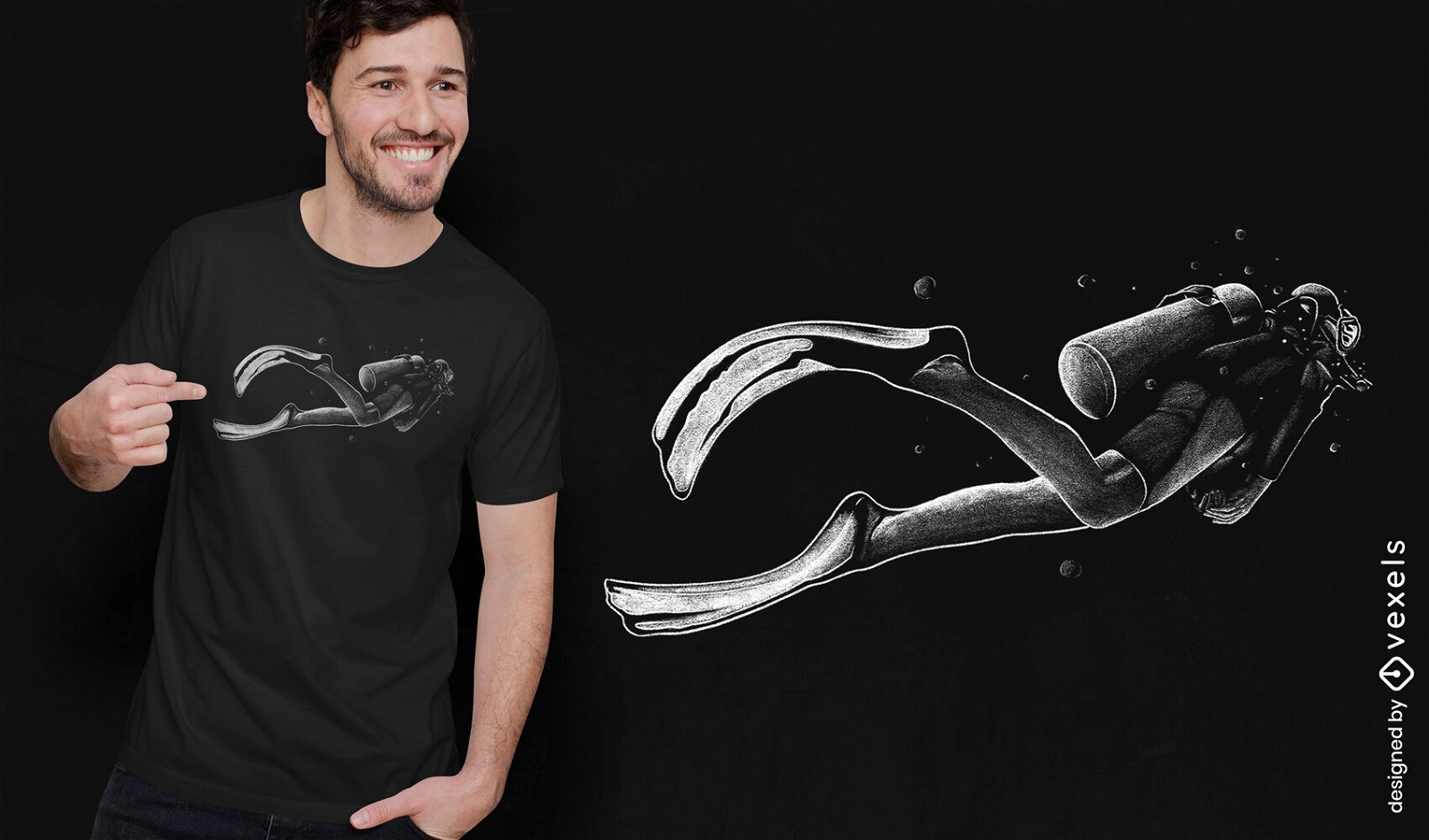 Design de camiseta de desenho de mergulho