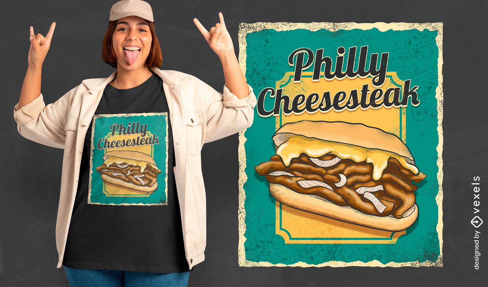 Diseño de camiseta de filete de queso de Filadelfia