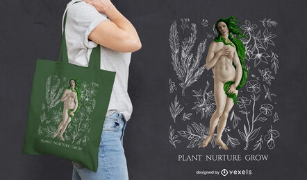Botanical Venus tote bag design