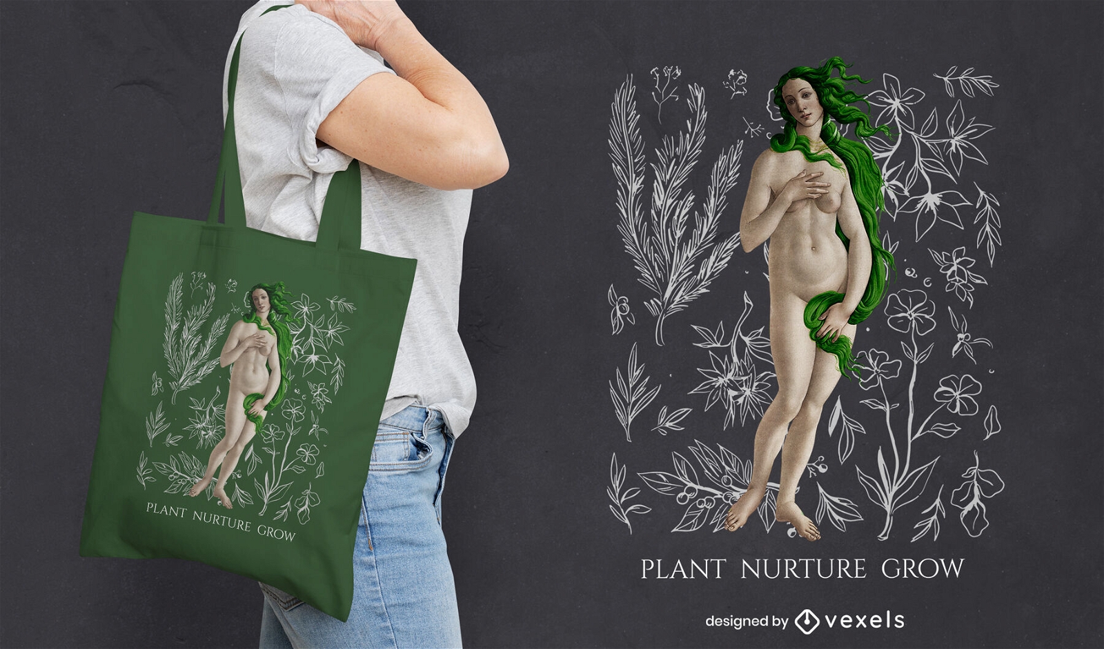 Botanischer Venus-Einkaufstaschenentwurf