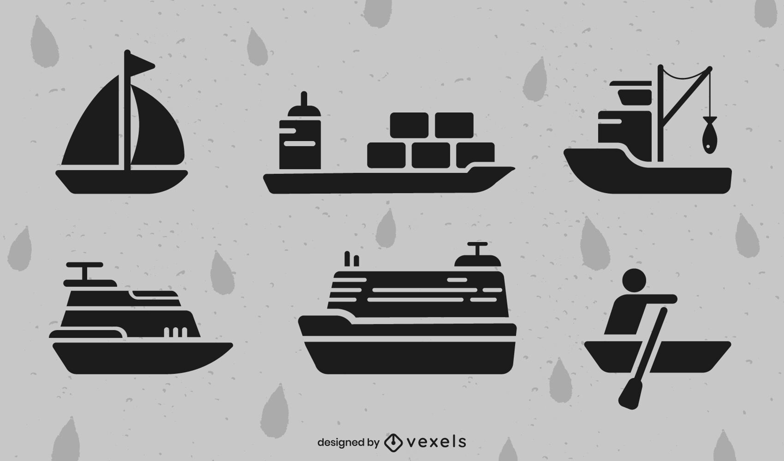 Conjunto de barcos e navios simples